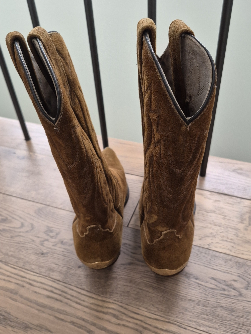 Women's Tan Suede Western Heeled Boots - Picture 3 of 8